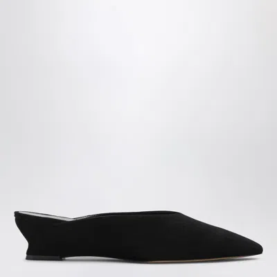 LE MONDE BERYL BLACK WEDGE MULE IN SUEDE