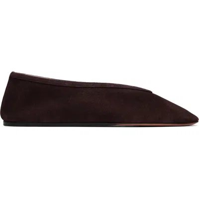 Le Monde Beryl Suede Flat Shoes With Tapered Toe And Rubber Sole In Brown