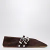 Le Monde Beryl Claudia Suede Western-buckle Ballerina Flats In Brown