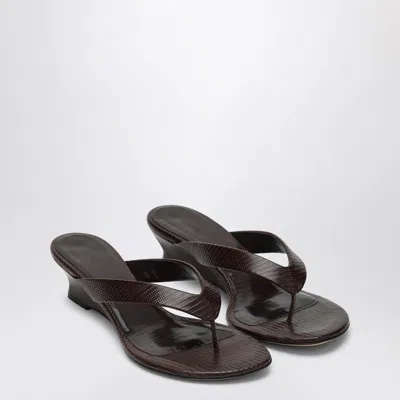 Le Monde Beryl Brown Wedge Flip-flop Sandals