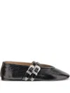 Le Monde Beryl Buckle-detail Leather Flats In Black