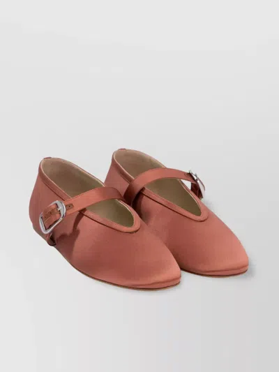 Le Monde Beryl Buckle Detail Satin Finish Ballerina Shoes In Brown
