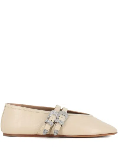 Le Monde Beryl Buckle-embellished Ballet Flats In Neutral