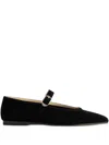 Le Monde Beryl Buckle-fastening Suede Ballet Flats In Black
