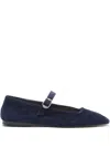 Le Monde Beryl Buckle-strap Suede Ballet Flats In Blue