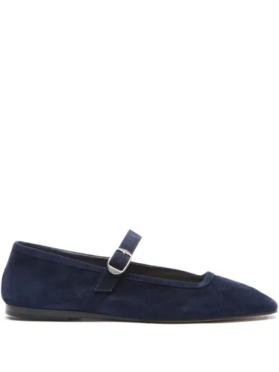 Le Monde Beryl Buckle-strap Suede Ballet Flats In Blue