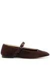 Le Monde Beryl Suede Mary Jane Ballet Flats In Brown