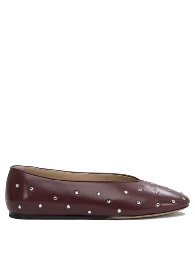 Le Monde Beryl Le Monde Béryl Burgundy Studded Leather Ballerinas In Black