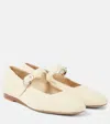 Le Monde Beryl Grosgrain-trimmed Velvet Mary Jane Ballet Flats In White