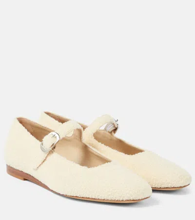 Le Monde Beryl Canvas Mary Jane Flats In White