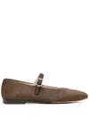 Le Monde Beryl Classic Mary Jane Leather Ballerina Shoes In Brown
