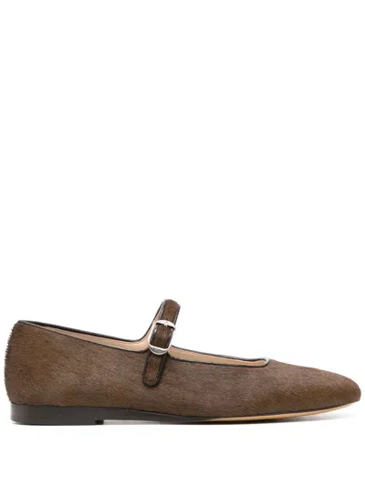 Le Monde Beryl Classic Mary Jane Leather Ballerina Shoes In Brown