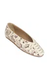 Le Monde Beryl Classic Regency Snake-effect Leather Ballet Flats In White