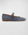LE MONDE BERYL CLASSIC SUEDE MARY JANE BALLERINA FLATS