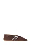Le Monde Beryl Claudia Suede Western-buckle Ballerina Flats In Brown