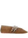 Le Monde Beryl Claudia Suede Western Buckle Ballerina Flats In Brown