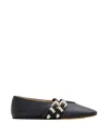 Le Monde Beryl Claudia Mary Jane Buckle Leather Ballerina Flats
