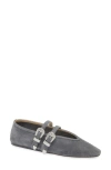 Le Monde Beryl Suede Mary Jane Ballerina Shoes In Anthracite