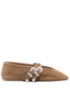 Le Monde Beryl Claudia Suede Western Buckle Ballerina Flats In Brown