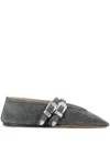 Le Monde Beryl Suede Mary Jane Ballerina Shoes In Grau