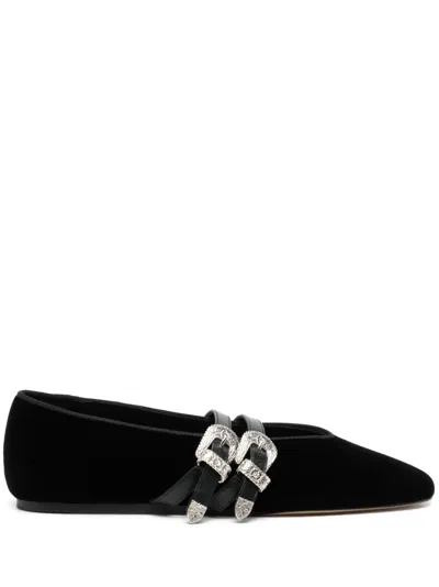 Le Monde Beryl Claudia Western Buckle Ballet Flat In Black