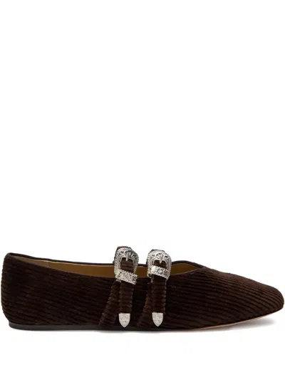 Le Monde Beryl Claudia Buckle Ballet Flats In Brown