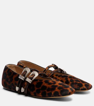 Le Monde Beryl Claudia Calf Hair Mary Jane Flats In Animal Print