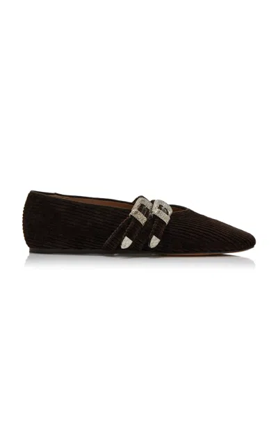 Le Monde Beryl Claudia Corduroy Ballet Flats In Black