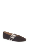 Le Monde Beryl Claudia Corduroy Mary Jane Flat In Brown