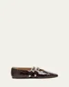 Le Monde Beryl Claudia Croc-effect Leather Ballerina Flats