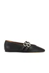 Le Monde Beryl Claudia Croc-embossed Leather Ballet Flats In Black