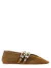 Le Monde Beryl Claudia Suede Western Buckle Ballerina Flats In Brown