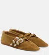 Le Monde Beryl Claudia Suede Western Buckle Ballerina Flats In Brown