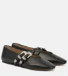 Le Monde Beryl Claudia Croc-embossed Leather Ballet Flats In Black