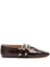 Le Monde Beryl Claudia Croc-effect Leather Ballerina Flats In Burgundy