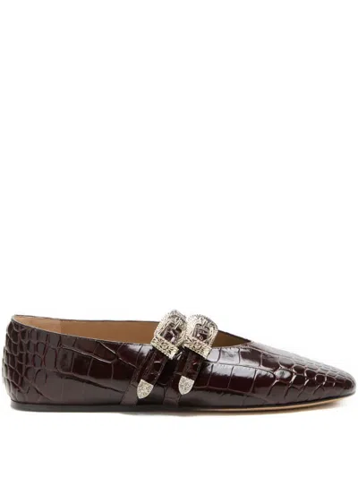 Le Monde Beryl Claudia Leather Ballet Flats In Brown