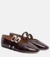 Le Monde Beryl Claudia Croc-effect Leather Ballerina Flats In Burgundy