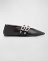 Le Monde Beryl Claudia Croc-embossed Leather Ballet Flats In Black