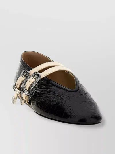 LE MONDE BERYL 'CLAUDIA' SQUARE TOE BALLET FLATS WITH CONTRAST STRAPS