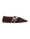 Le Monde Beryl Claudia Suede Western-buckle Ballerina Flats In Brown