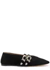 Le Monde Beryl Womens Black Claudia Double-strap Suede Ballet Courts In Black