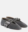 Le Monde Beryl Suede Mary Jane Ballerina Shoes In Grey