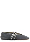 Le Monde Beryl Suede Mary Jane Ballerina Shoes In Grey