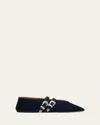 Le Monde Beryl Womens Black Claudia Double-strap Suede Ballet Courts