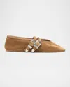 LE MONDE BERYL CLAUDIA SUEDE WESTERN BUCKLE BALLERINA FLATS