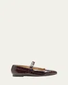 Le Monde Beryl Croc-effect Leather Mary Jane Ballerina Flats