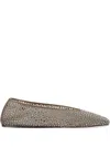 Le Monde Beryl Luna Leather-trimmed Crystal-embellished Mesh Flats In Neutral