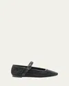 Le Monde Beryl Crystal Mesh Mary Jane Ballerina Flats In Black