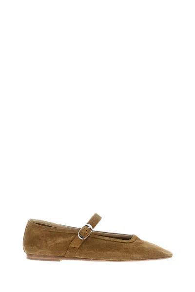 Le Monde Beryl Deconstructed Suede Mary Jane Ballet Flats With Cushioned Insole In Brown