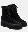 Le Monde Beryl Dolomite Shearling-trimmed Suede Ankle Boots In Black